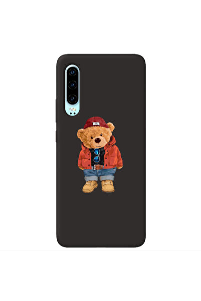 Other Huawei P30 Bear in a hat Black Colored Silicone TPU Θήκη