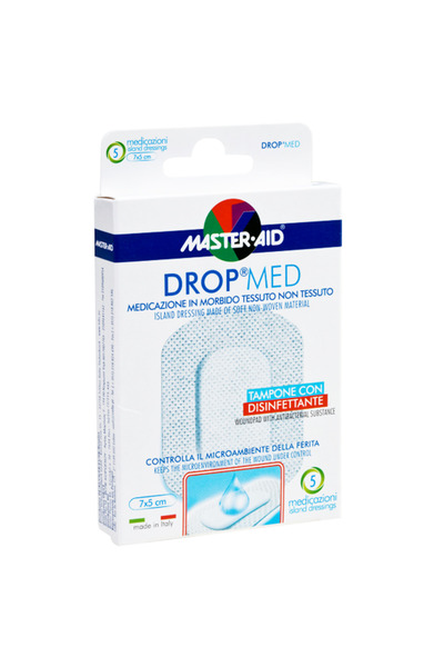Master Aid | DropMed | Αυτοκόλλητες Αντικολλητικές Γάζες |1 Μέγεθος | 5 τμχ