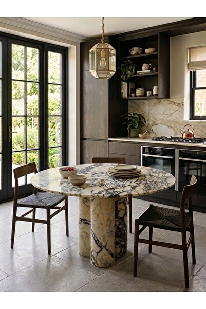ESİLA MARBLE El Yapımı Menekşe Mermer Yemek Masası