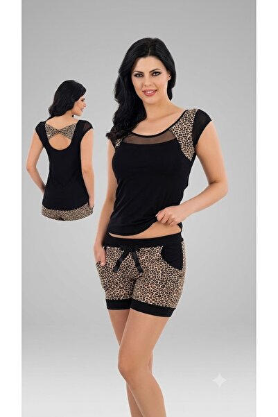 Altınay Women's Lycra Short Sleeve Pocket Shorts Set 90% Cotton 10% Lycra