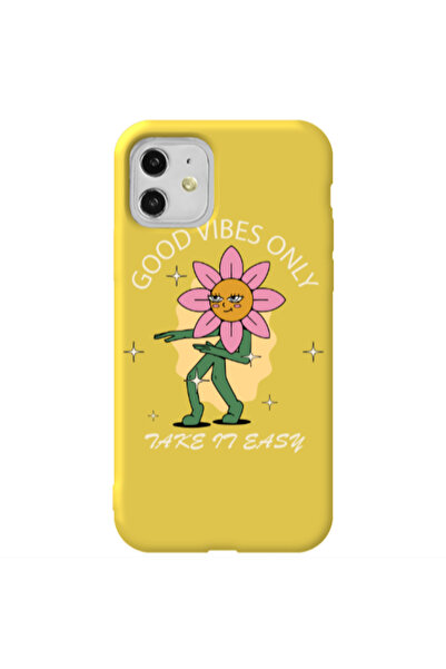 Other Apple iPhone 11 Good Vibes Only Yellow Colored Silicone TPU Θήκη