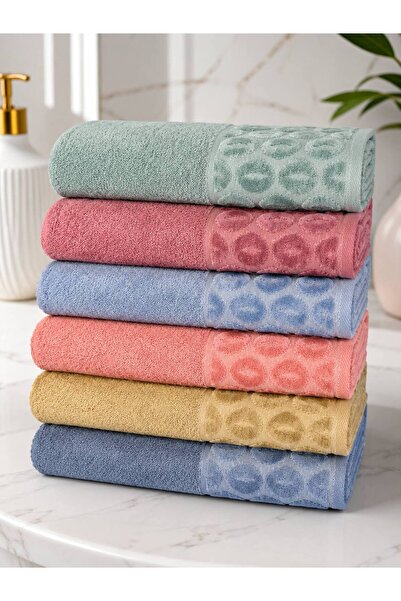 ŞENER HOME 6-Pack Bade Partial Velvet Hand & Face Towels 50X90Cm.