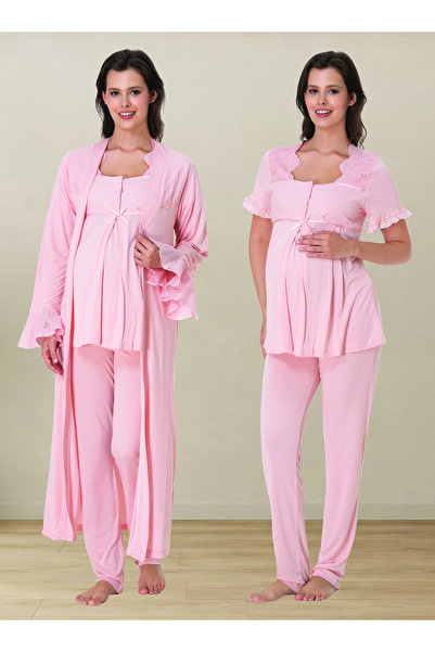 by İGP Short Sleeve Maternity Pajama Set with Adjustable Elastic Waist