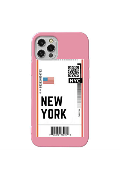 Other Apple iPhone 12 Pro Max New York NYC Pink Colored Silicone TPU Θήκη