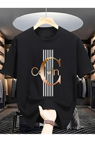 212Wear تي شيرت كاجوال مطبوع بحرف C، برقبة مستديرة، مصنوع من قماش قطني مريح، ...