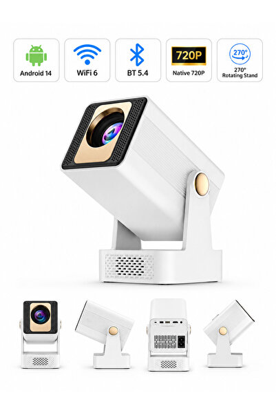 Taqwa Mini Smart Projector Android 14, WiFi 6 Dual Band 2.4G/5G & Bluetooth 5...