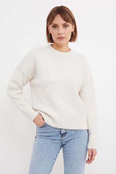 Fulla Moda Gray Crew Neck Knit Sweater