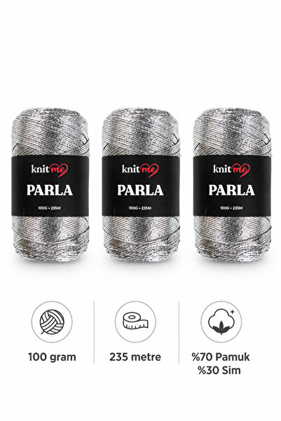 knitme Parla Örgü İpi 100 Gr 235 Mt Çanta İpi Supla İpi Pamuk Sim 3 adet