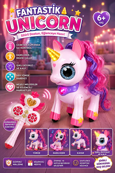 Toyaş Uzaktan Kumandalı Fantastik Unicorn Dans Eden Müzikli Işıklı Hareketli ...