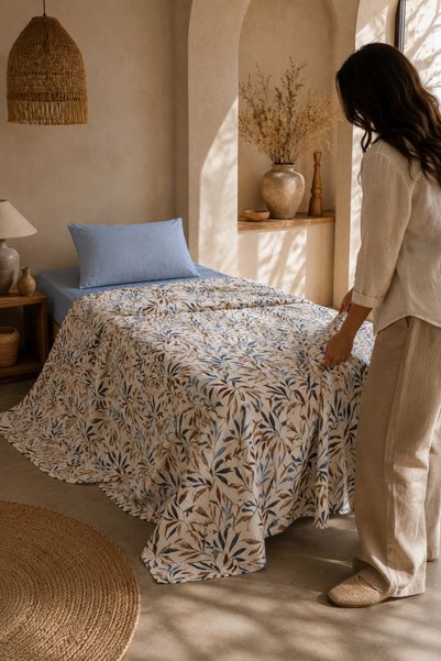 Menderes Home La Notte Spring Garden Tek Kişilik 3 Parça Pike Takımı 160x230 + 100x200 + 50x70 cm