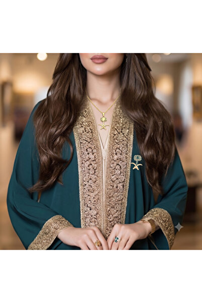 Generic 2-Piece Saudi National Day Gift Set - Golden Emblem Necklace & Enamel...