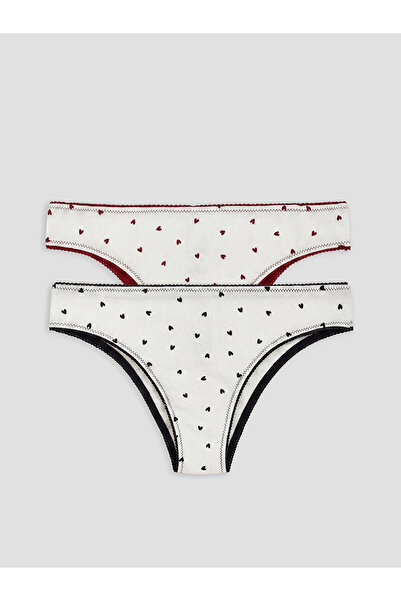LC Waikiki Peak New Season Heart Patterned Brazilian Panties 2-Pack