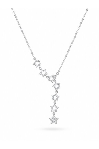 serelya 316L Steel Star Model Silver Color Zircon Stone Women's Necklace