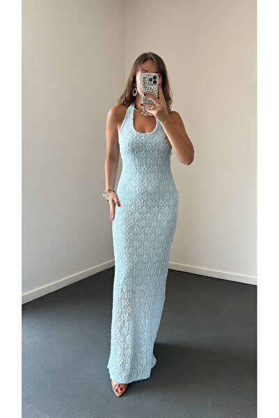 Narferita Arisu Halter Yaka Dantelli Maxi Elbise