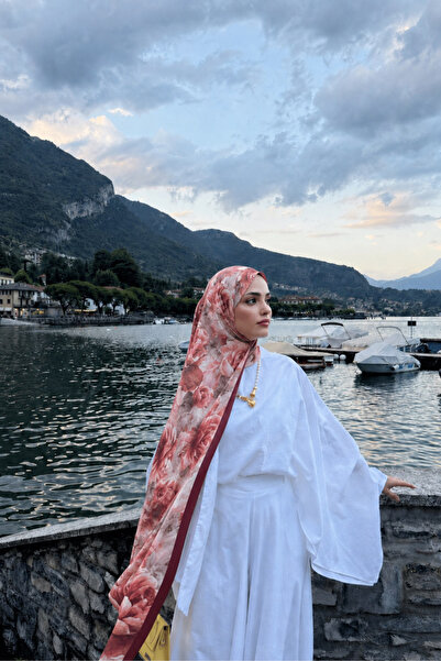 BONASERA EŞARP Women's French Silk Premium Shawl with Pattern