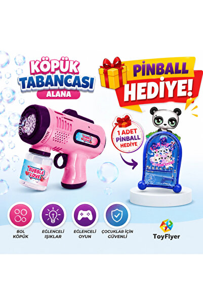 BigsToy Köpük Tabancası Bubble Gun Işıklı Otomatik Baloncuk Oyuncağı + Hediye...