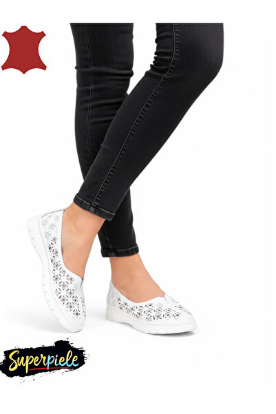 ANGEL BLUE Balerini dama piele naturala cu model perforat si talpa moale