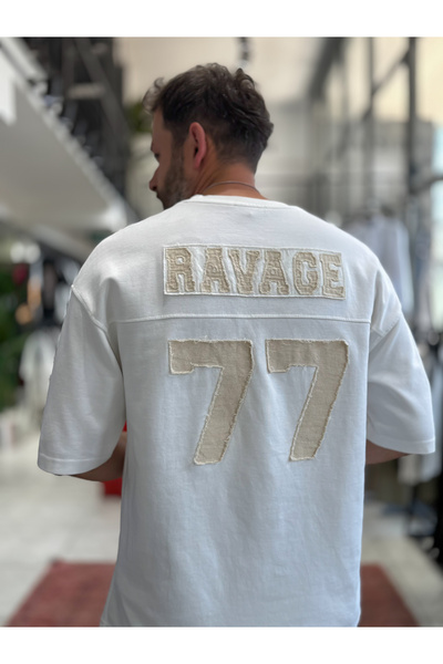 BYBASICMAN White 77 Washed Oversize T-Shirt Es-71-164