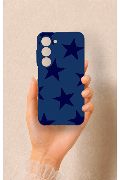 Vip Case Samsung S23 Uyumlu Lacivert Star Desenli Silikon Kılıf
