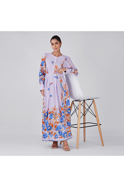 LINELLE White Orange Mustard Floral Maxi Dress