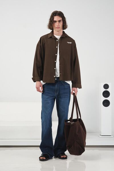 Hiccup GIESTO Cămașă bărbătească oversized cropped din poplin de bumbac