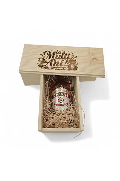 Chivas Regal Pachet Cadou Cutie Lemn Personalizata Whisky 12 Ani 40%, 0.7L