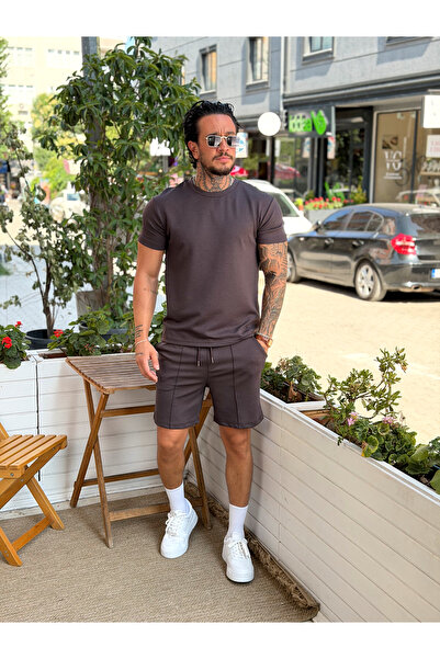 manch collection Regular Fit Basic Modal Tshirt-Shorts Set Black