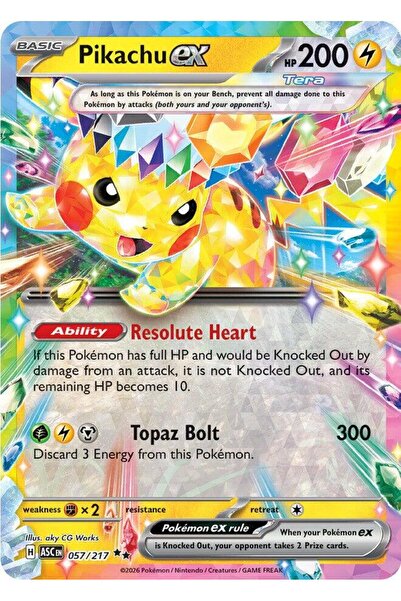 Pokemon TCG بيكاتشو إكس # 57 بطاقة بوكيمون أصلية لأبطال الأبطال المتفوقين