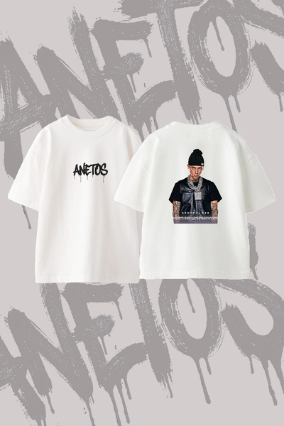 Anetos Central Cee_11 Μπλουζάκι με στάμπα σε σχέδιο Oversize με λαιμόκοψη Cre...