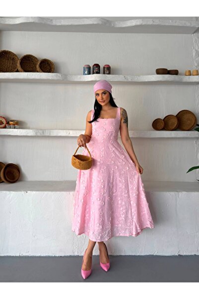 LB Laluna Butik Women's Brode Floral Embroidered Long Dress