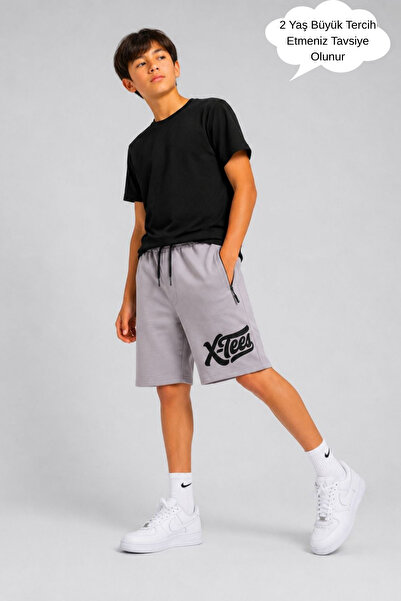 ASYAKİDS CLUB Boys' Printed Zippered Summer Combed Cotton Sports Capri Shorts