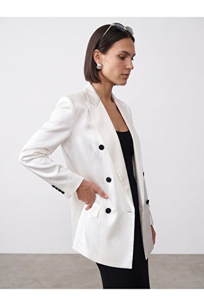 Dilvin 60813 Blazer Jacket-White