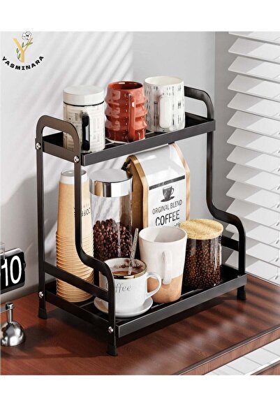 YASMINARA 2-Tier Metal Organizer Rack, Cups Mugs Plates Dry Rack,Kitchen Spic...