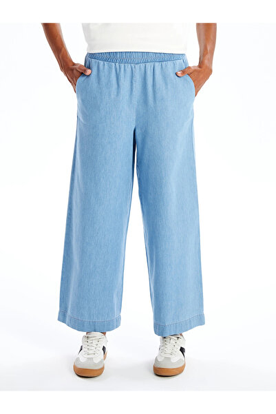 LC Waikiki Modest Indigo Γυναικείο Τζιν Παντελόνι με Ελαστική Μέση και Ίσια Γ...