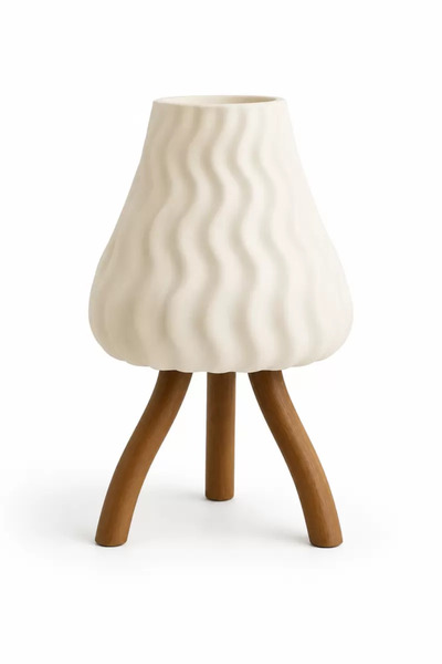 TIGEA Accessories Soft Bedroom Lampshade White with Brown Legs