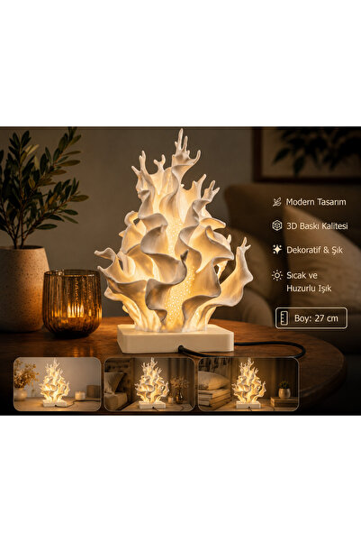EMAS DESİGN Mercan Işığı 3D Dekoratif Masa Lambası – 27 cm