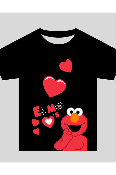 TİMİSİVA Children's Printed Crew Neck Short Sleeve Black T-Shirt