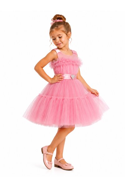 AHENGİM Girl's Tulle Evening Dress Princess Model Ak421