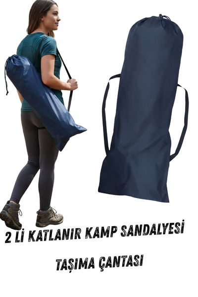 KAŞIKBEY İkili Katlanır Kamp Sandalyesi Taşıma Çantası Kılıfı 2 adet Katlanır...