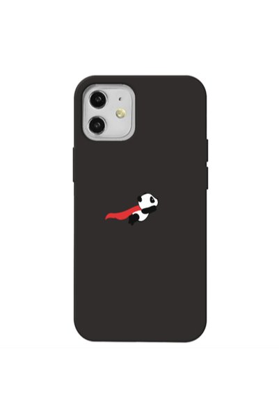 Other Apple iPhone 12 kite flying panda Black Colored Silicone TPU Θήκη