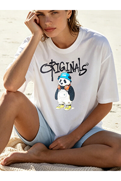 Fleck تي شيرتات نسائية بطباعة جرافيك من Panda Originals بتصميم صيفي كاجوال