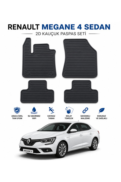 Black Gold Renault Megane 4 Sedan Uyumlu 2D Kauçuk Oto Paspas 4 Parça Araca Ö...