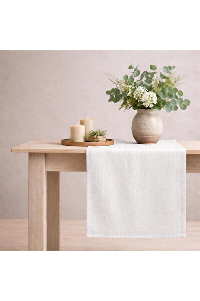 Organik Ham Keten Masa Runner 40x150 cm - Buldan Dokuma Keten Dekoratif Masa Örtüsü
