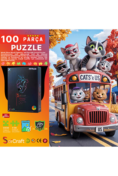 Soi Craft 100 Parça Puzzle Şirin Kedilerin Okul Gezisi #7035