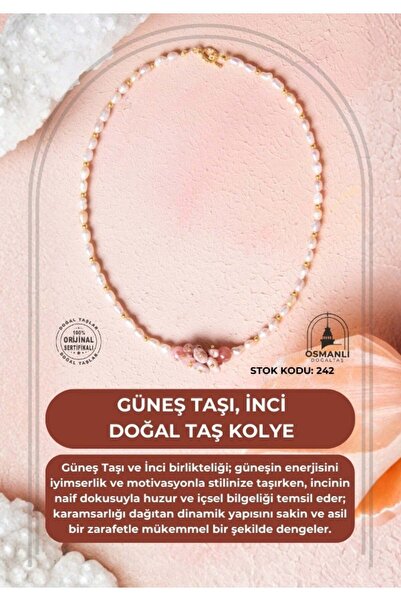 muhammed masum co Güneş Taşı, İnci Doğal Taş Kolye (SK:242) 42