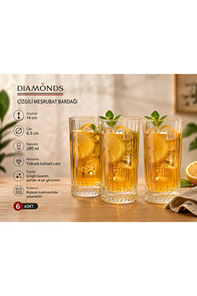 Genel Markalar 6lı ELYSİA MODEL İTHAL MEŞRUBAT BARDAĞI 280ml