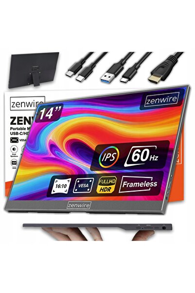 zenwire Monitor portabil pentru laptop USB-C IPS Full HD 1920x1200 HDR HDMI d...