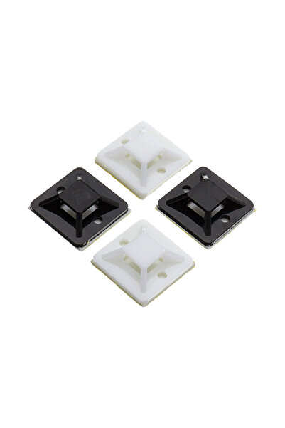 TSY Clemă din plastic pentru coliere de cablu, ALBĂ, 19x19 mm, autoadezivă, 1...