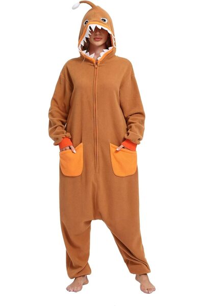 OEM Kigurumi Pijama Onesie Costum Pește de Adâncime Unisex Confortabil Căldur...