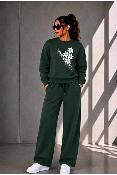 TREND EMMODA Women's Floral Printed Oversize Sweatshirt and Regular Sweatpant...